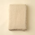 Blanket Stitch Wool Blend Throw, Ivory
