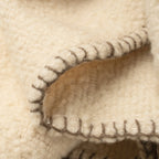 Blanket Stitch Wool Blend Throw, Ivory