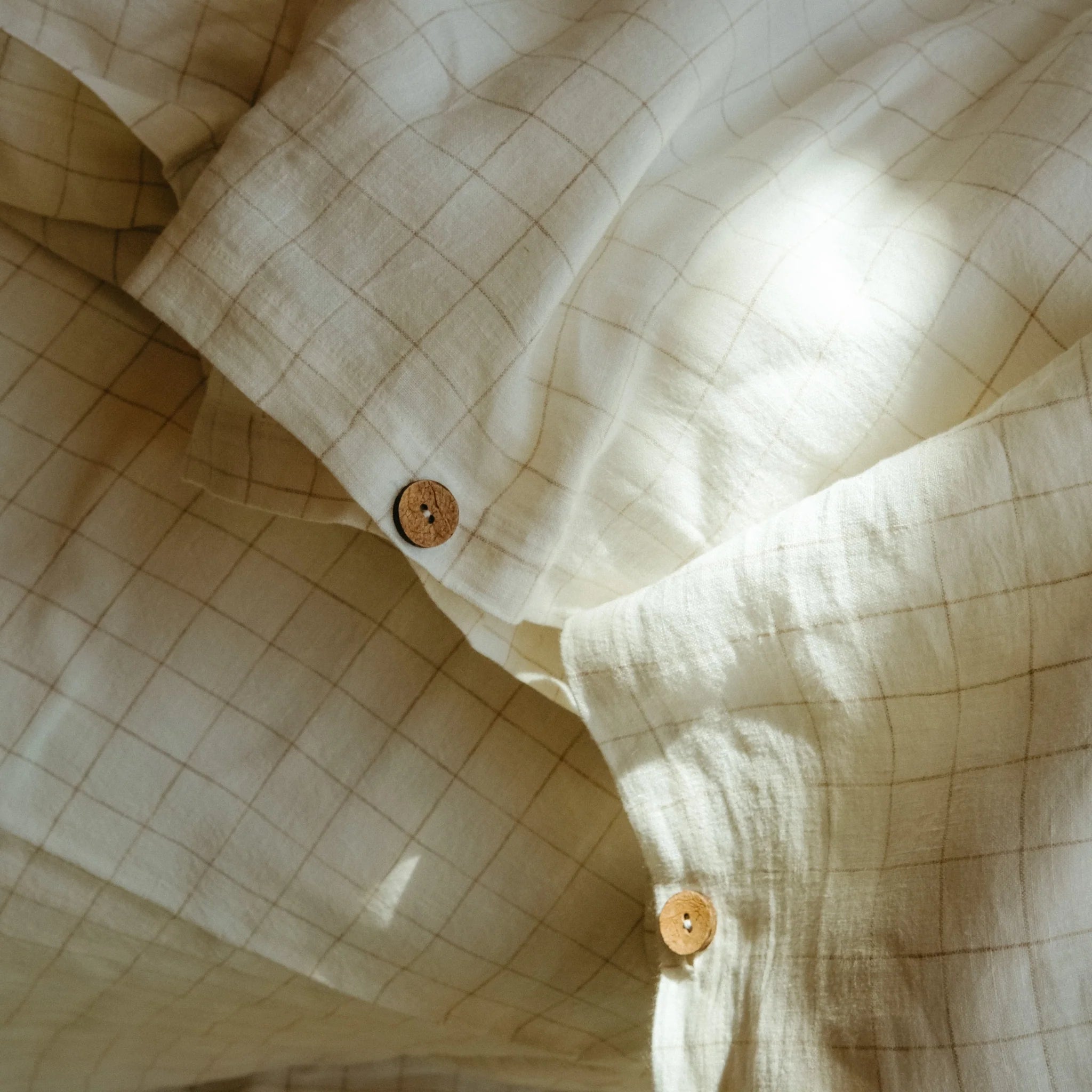 Linen Check Duvet Set, Ivory