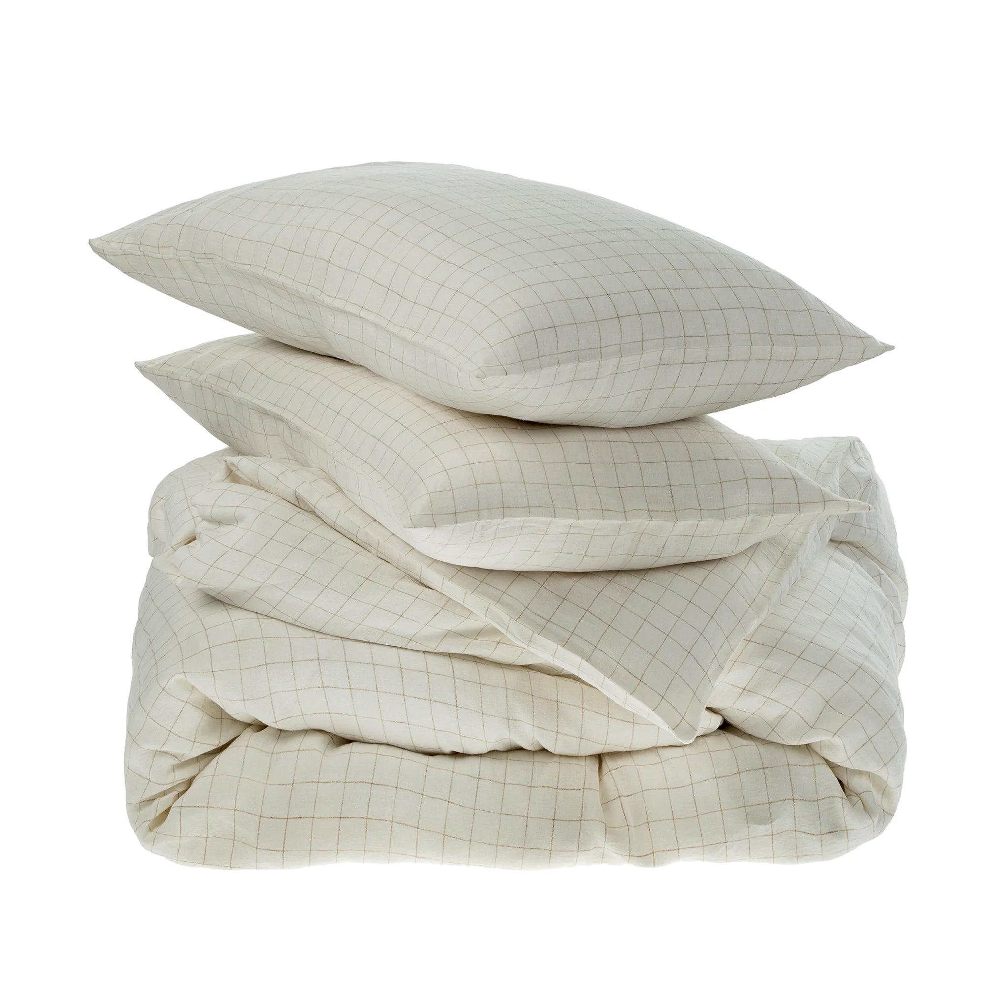 Linen Check Duvet Set, Ivory