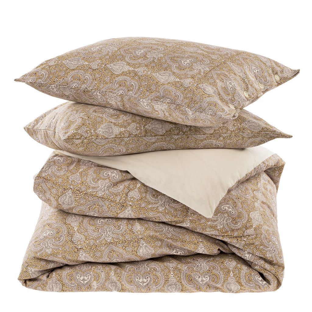 Astrid Block Print Duvet Set Gold
