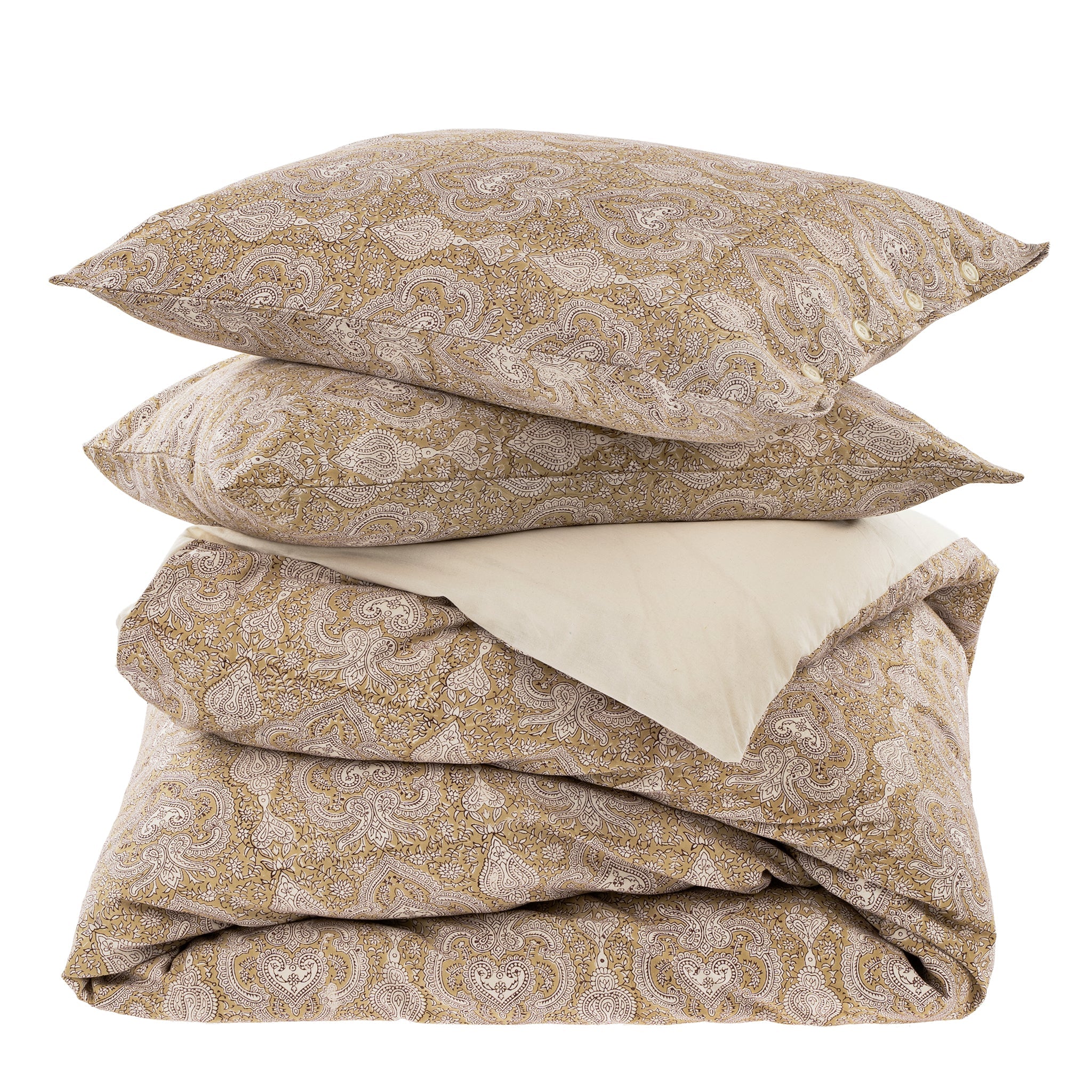 Astrid Block Print Duvet Set Gold