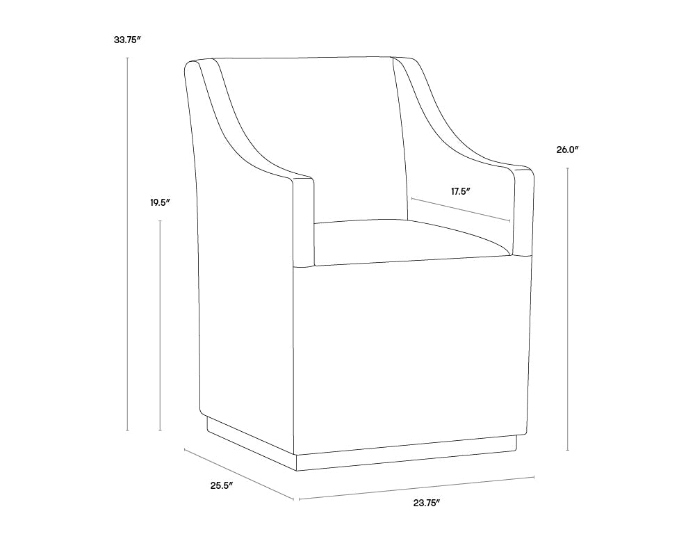 Zane Wheeled Dining Armchair