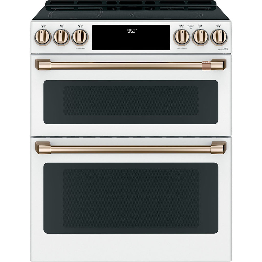 30" Induction Range with Double Oven and No-Preheat Air Fry in Matte White