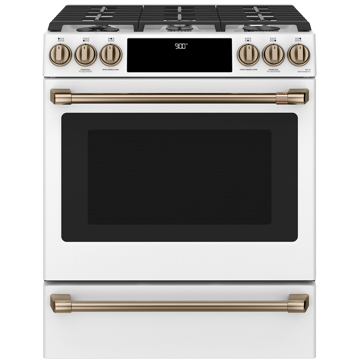 30" Slide-In Dual-Fuel Range with No-Preheat Air Fry in Matte White