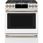 30" Slide-In Gas Range with Convection and No-Preheat Air Fry in Matte White