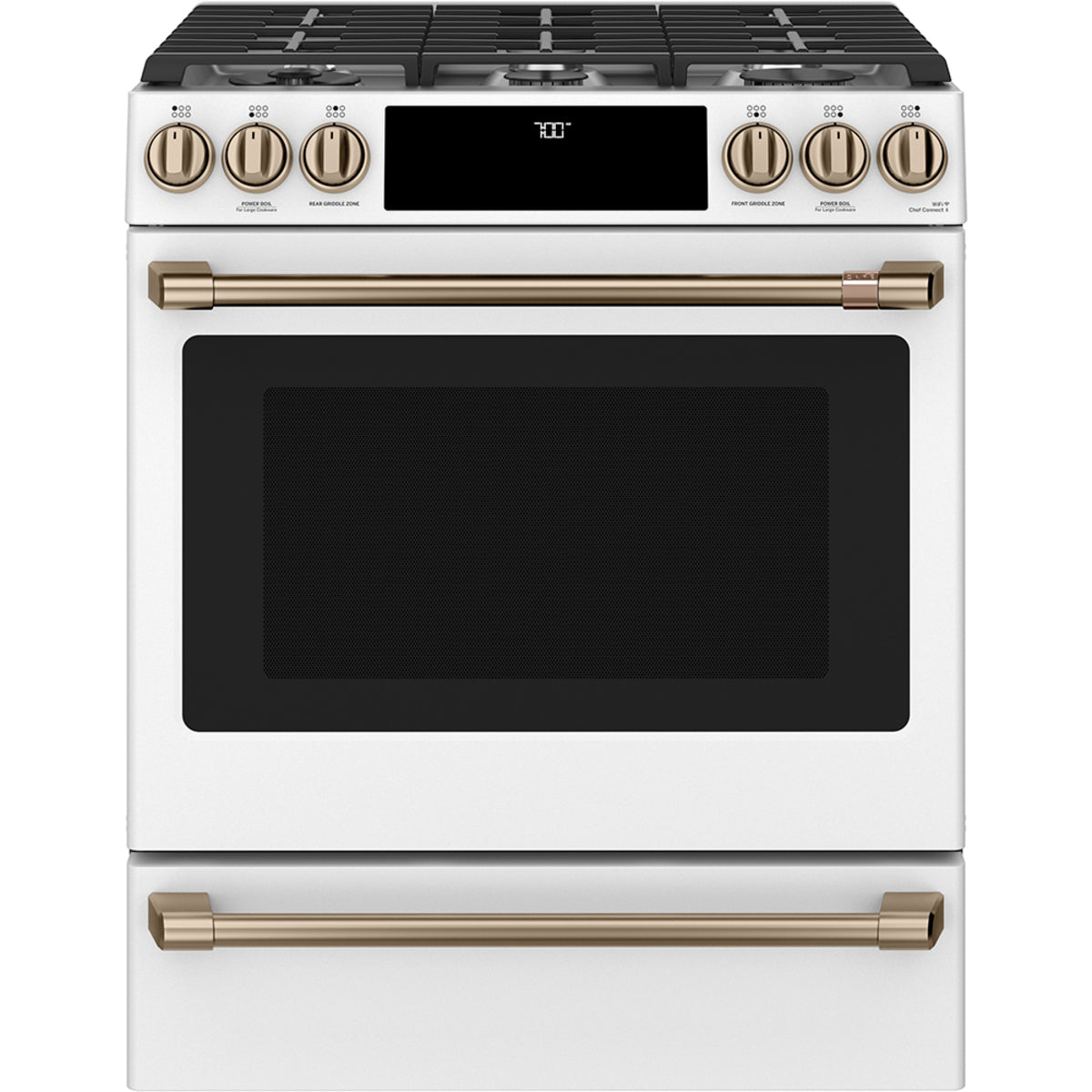 30" Slide-In Gas Range with Convection and No-Preheat Air Fry in Matte White