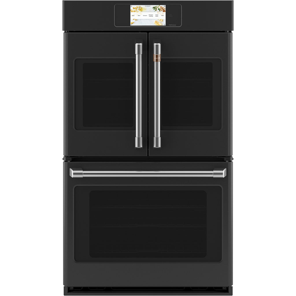 30" Built-In French-Door Double Convection Wall Oven in Matte Black