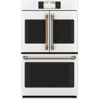 30" Built-In French-Door Double Convection Wall Oven in Matte White