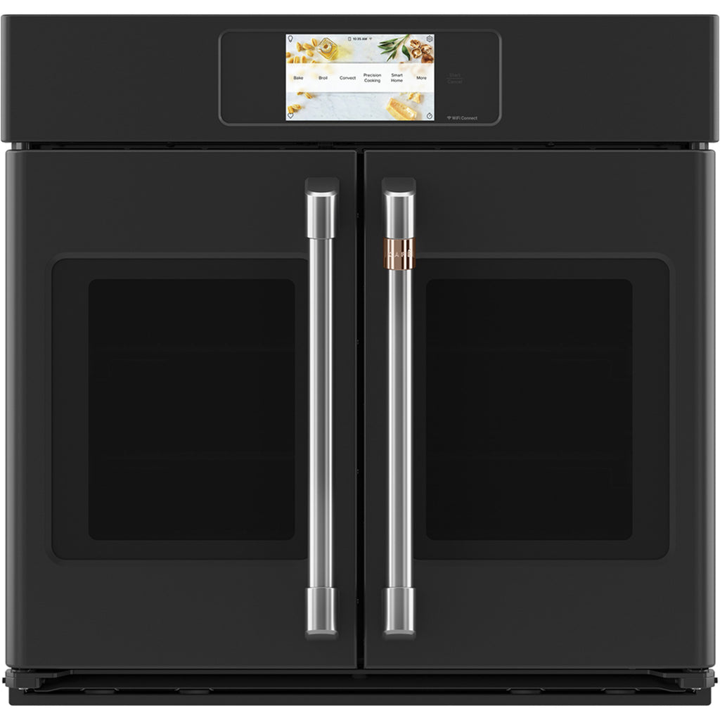 30" Built-In French-Door Single Convection Wall Oven in Matte Black