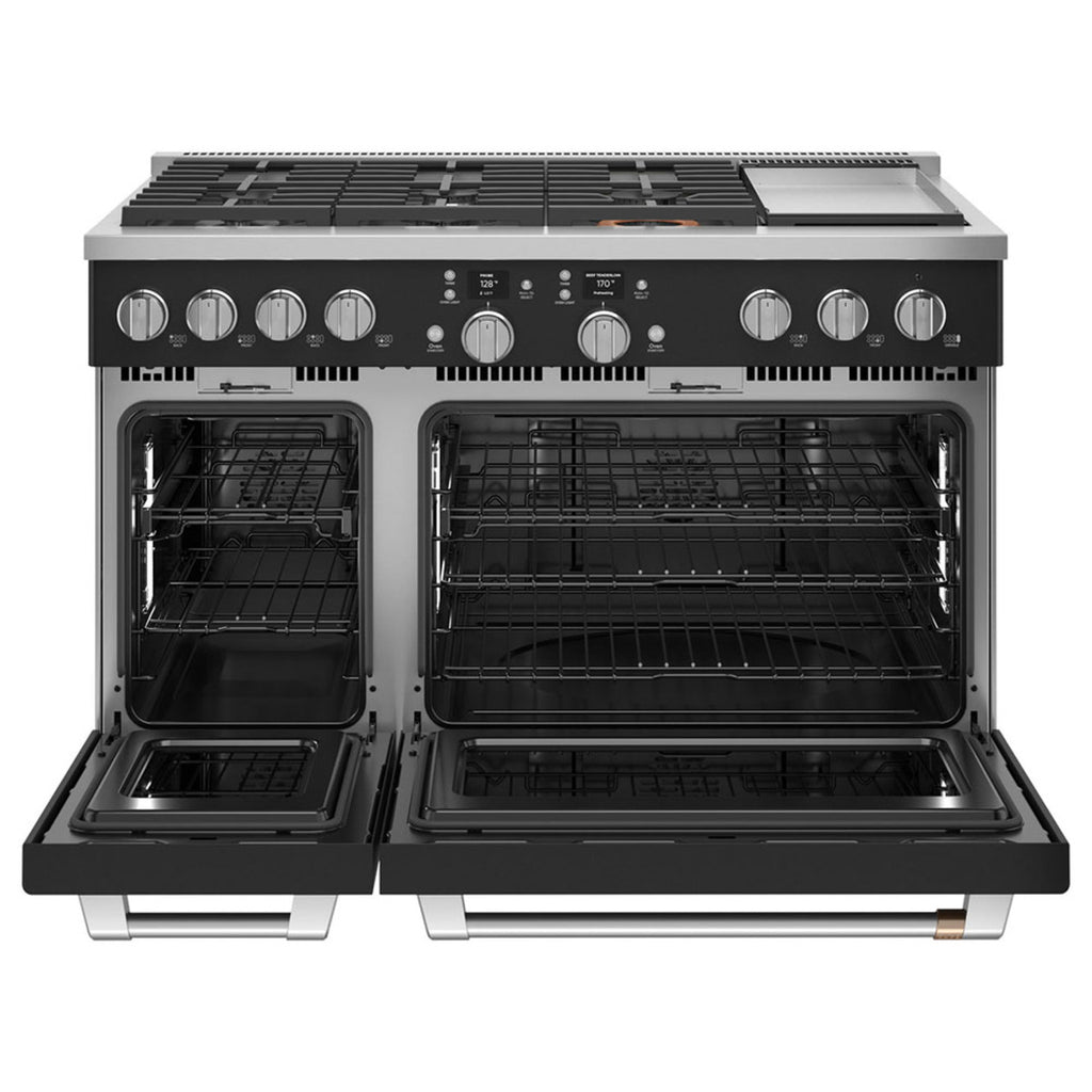 48" Smart Dual-Fuel Commercial-Style Range with No-Preheat Air Fry in Matte Black