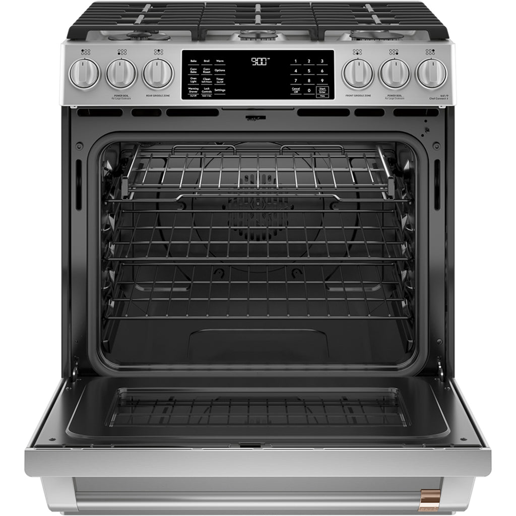 30" Slide-In Dual-Fuel Range with No-Preheat Air Fry in Stainless Steel