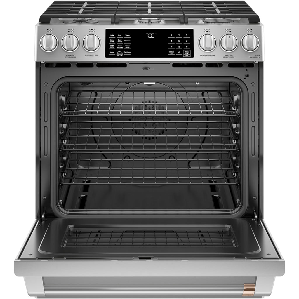 30" Slide-In Gas Range with Convection and No-Preheat Air Fry in Stainless Steel