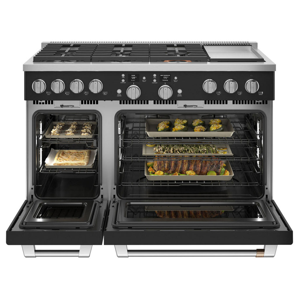 48" Smart Dual-Fuel Commercial-Style Range with No-Preheat Air Fry in Matte Black