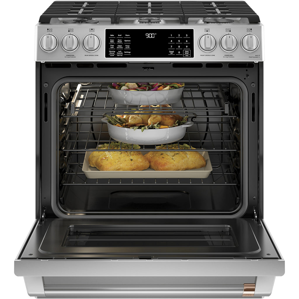 30" Slide-In Dual-Fuel Range with No-Preheat Air Fry in Stainless Steel