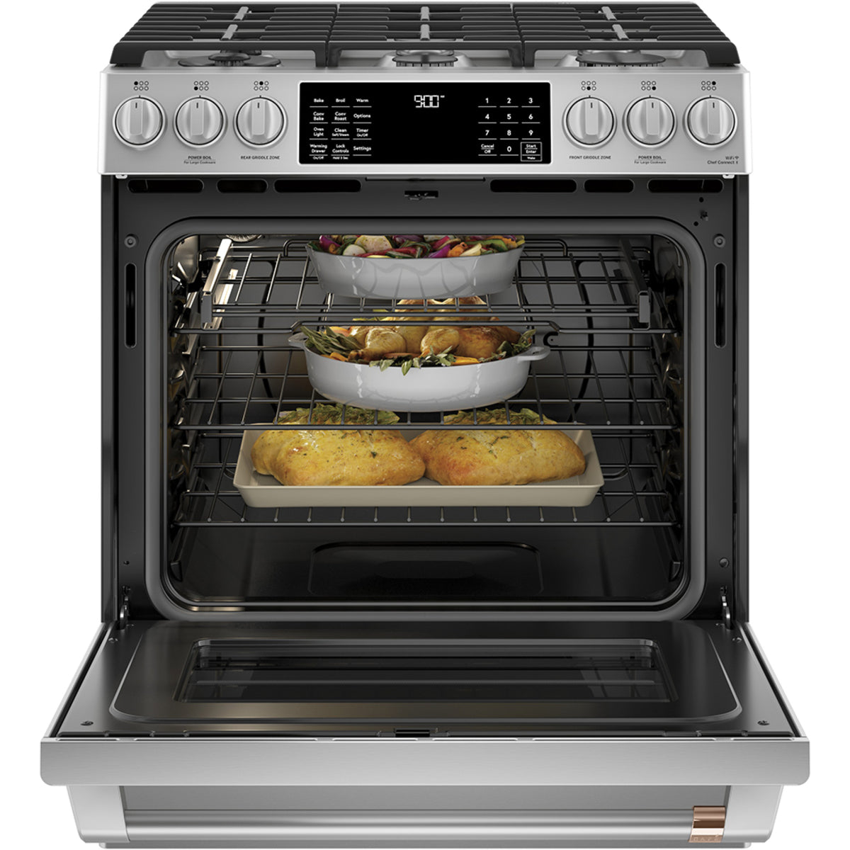 30" Slide-In Dual-Fuel Range with No-Preheat Air Fry in Stainless Steel