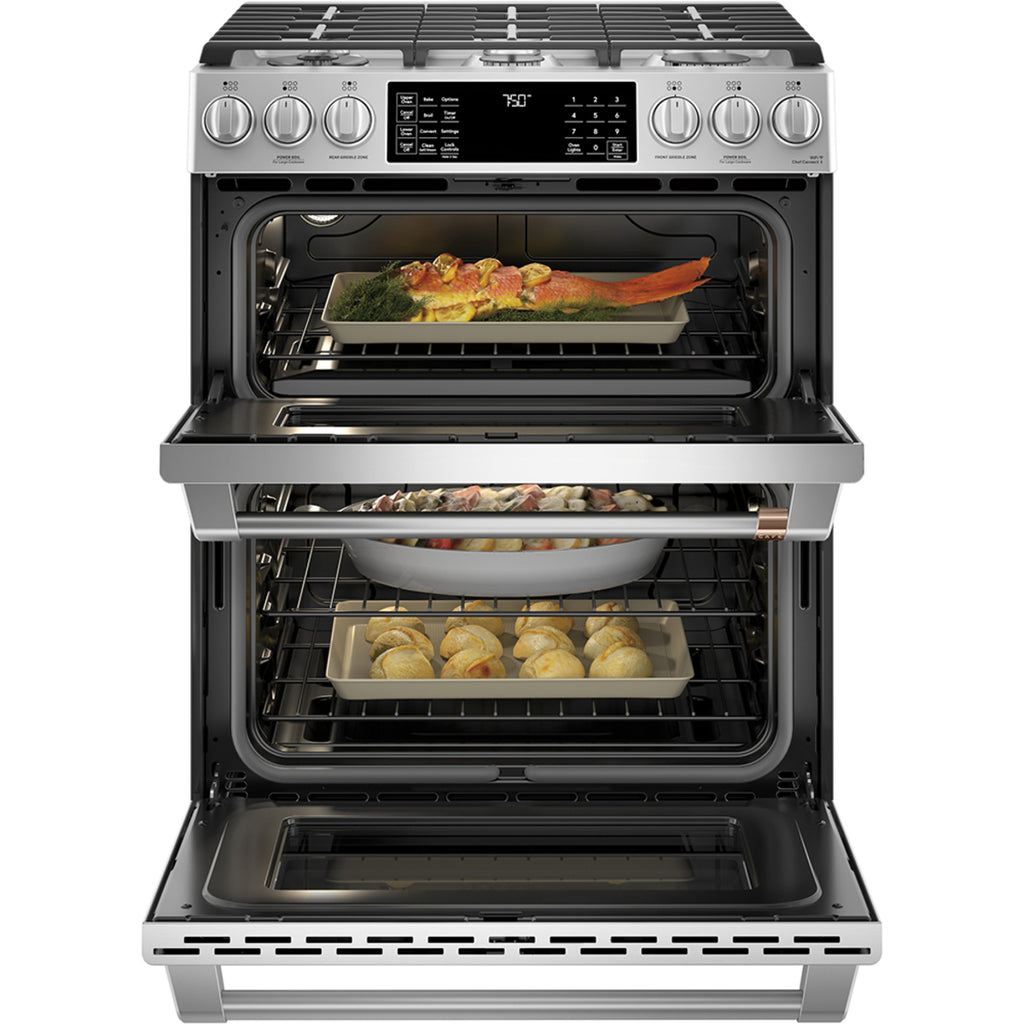 30" Double Oven Gas Range with No-Preheat Air Fry in Stainless Steel