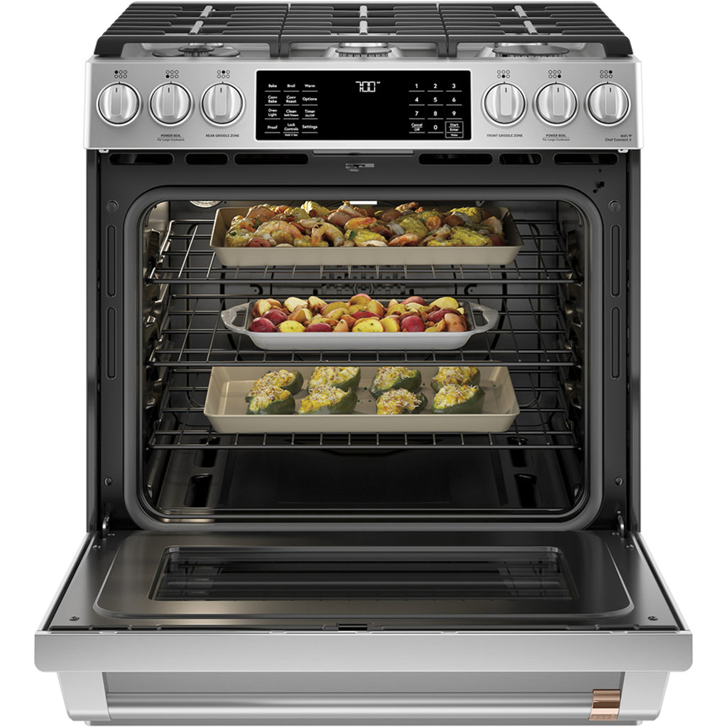 30" Slide-In Gas Range with Convection and No-Preheat Air Fry in Stainless Steel