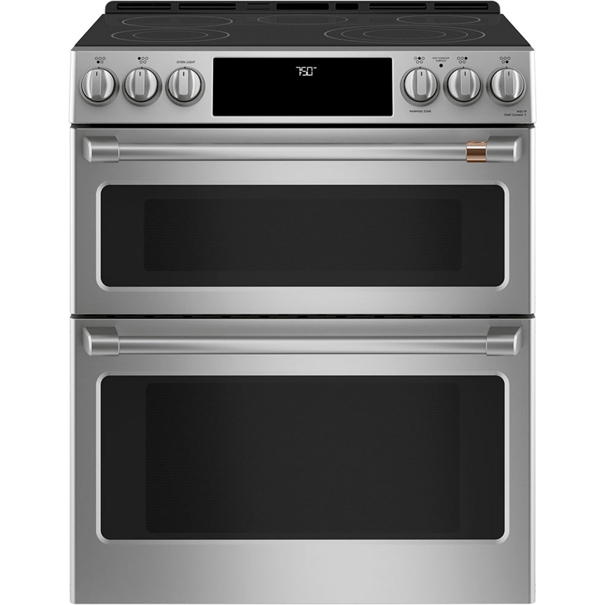 30" Slide-In Radiant Double Oven Range with No-Preheat Air Fry in Stainless Steel with Brushed Stainless hardware