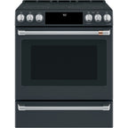 30" Slide-In Radiant Range with No-Preheat Air Fry in Matte Black with Brushed Stainless hardware