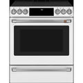 30" Slide-In Radiant Range with No-Preheat Air Fry in Matte White with Brushed Stainless hardware
