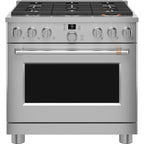 36" Smart All-Gas Commercial-Style Range with No-Preheat Air Fry in Stainless Steel with Brushed Stainless hardware