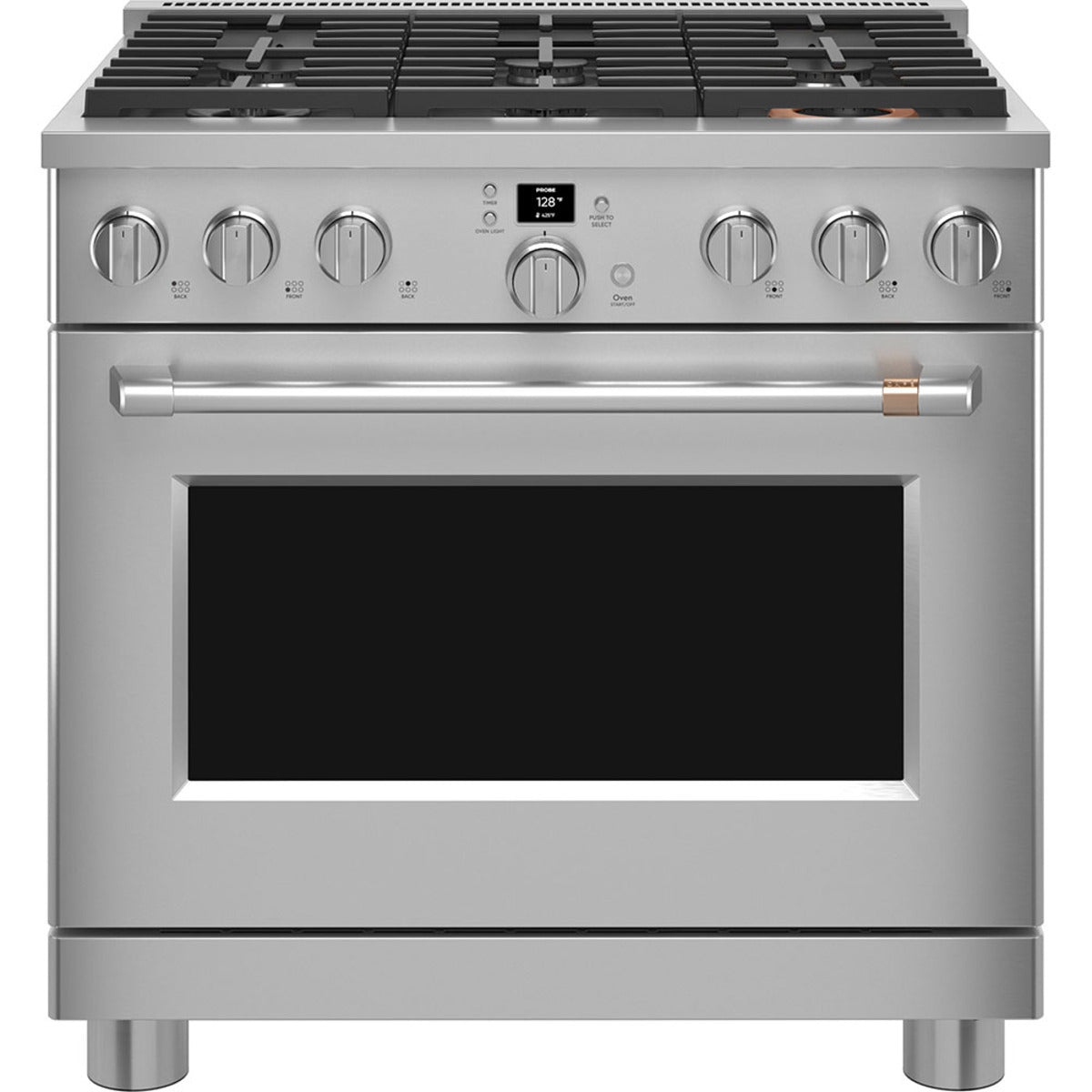 36" Smart All-Gas Commercial-Style Range with No-Preheat Air Fry in Stainless Steel with Brushed Stainless hardware