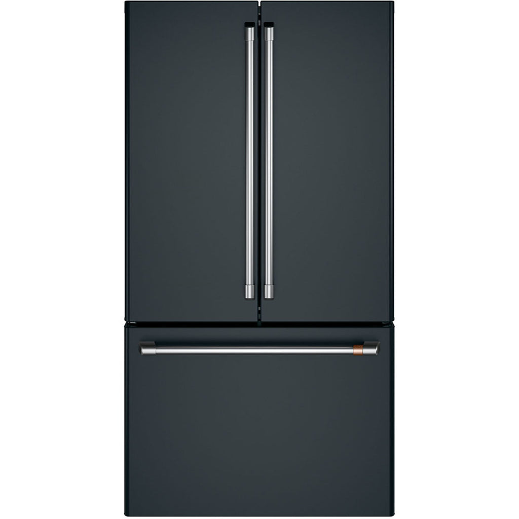 23.1 Cu. Ft. Counter-Depth French-Door Refrigerator in Matte Black with Brushed Stainless hardware