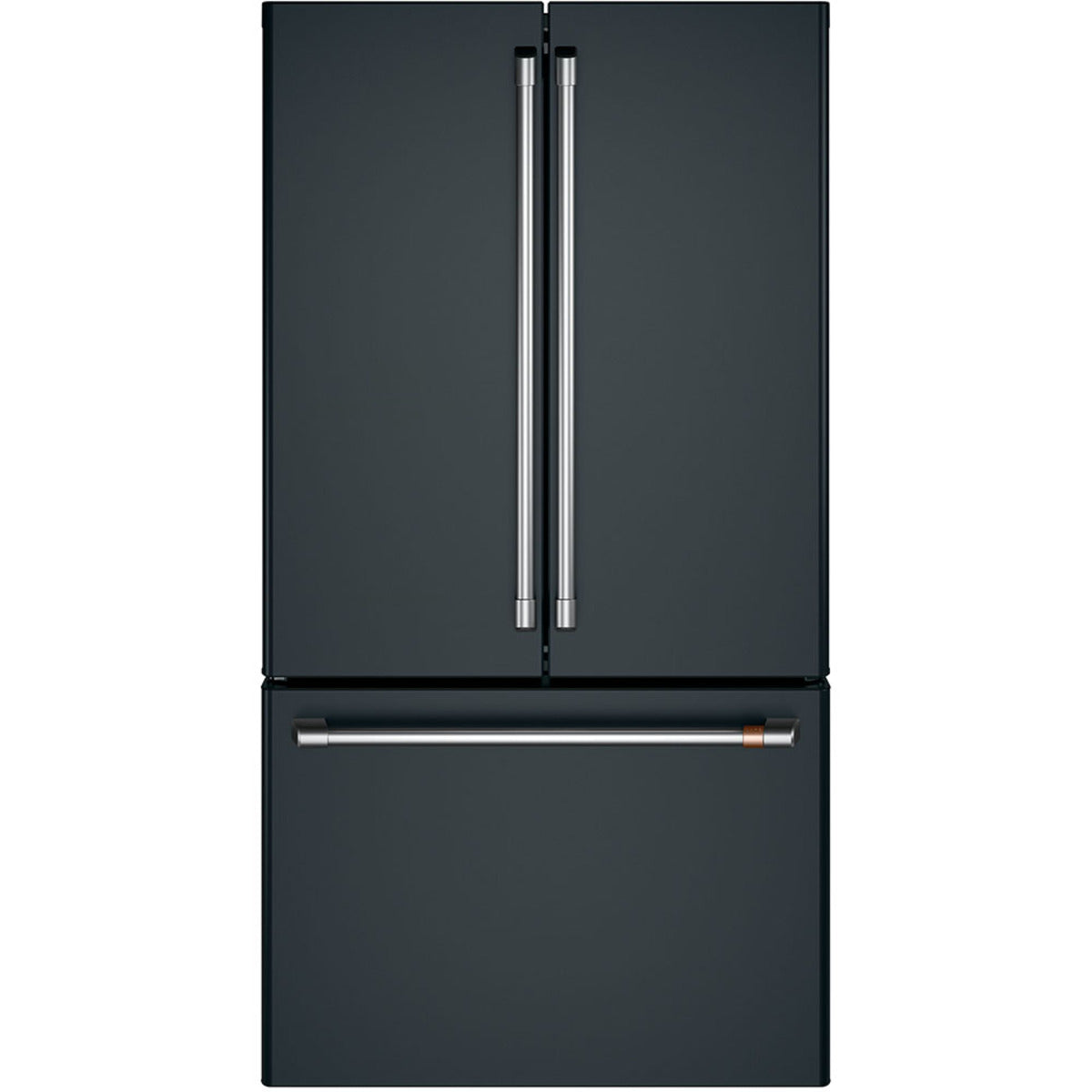 23.1 Cu. Ft. Counter-Depth French-Door Refrigerator in Matte Black with Brushed Stainless hardware