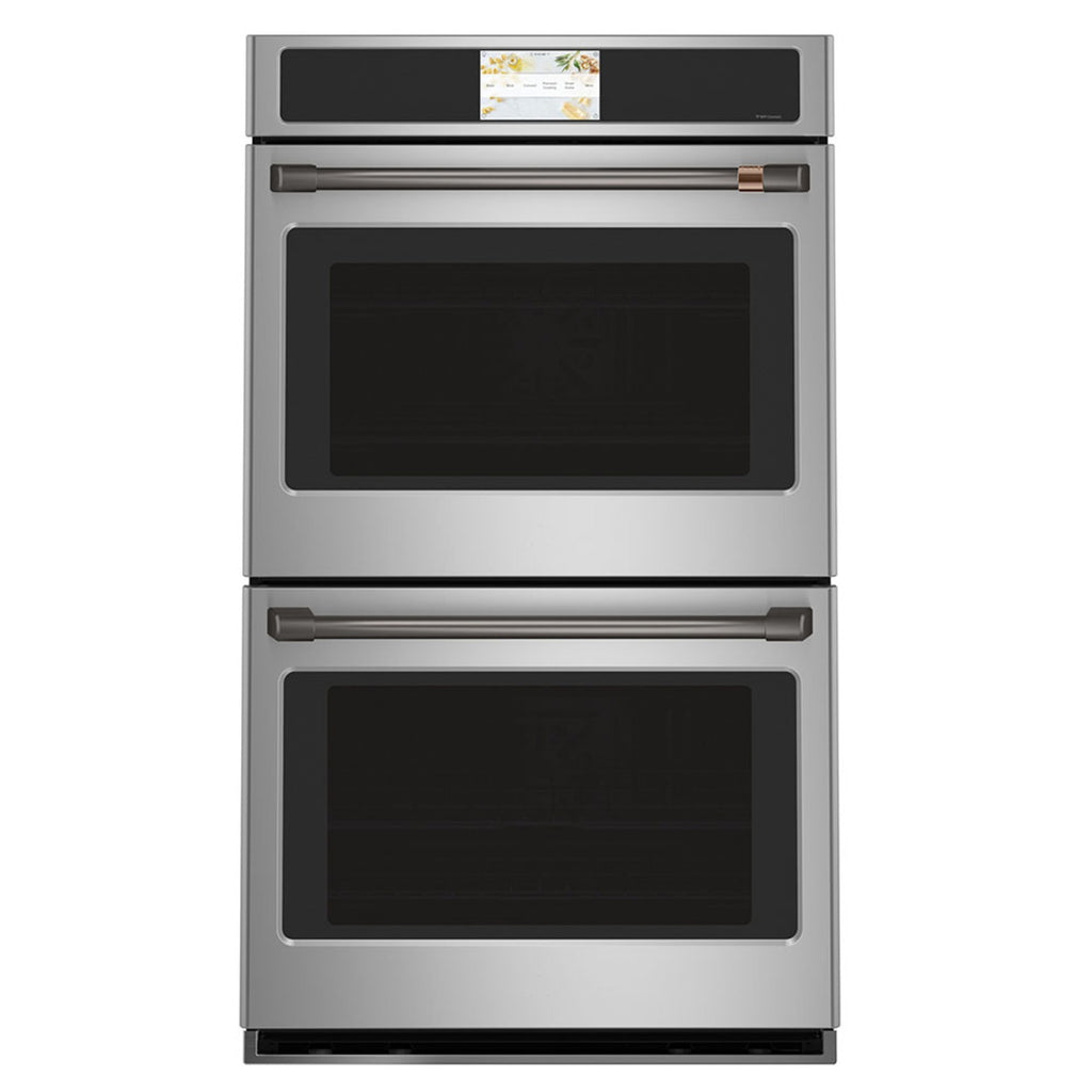 30" Built-In Convection Double Wall Oven in Stainless Steel with Brushed Black hardware