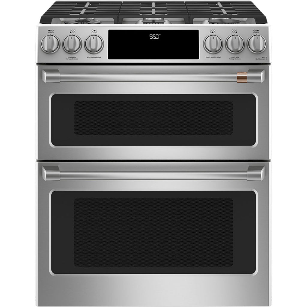 30" Dual-Fuel Range with Double Oven and No-Preheat Air Fry in Stainless Steel with Brushed Stainless hardware