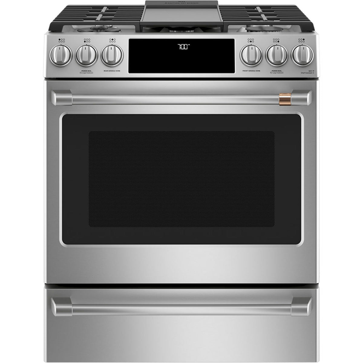 30" Slide-In Gas Range with Convection and No-Preheat Air Fry in Stainless Steel with Brushed Stainless hardware