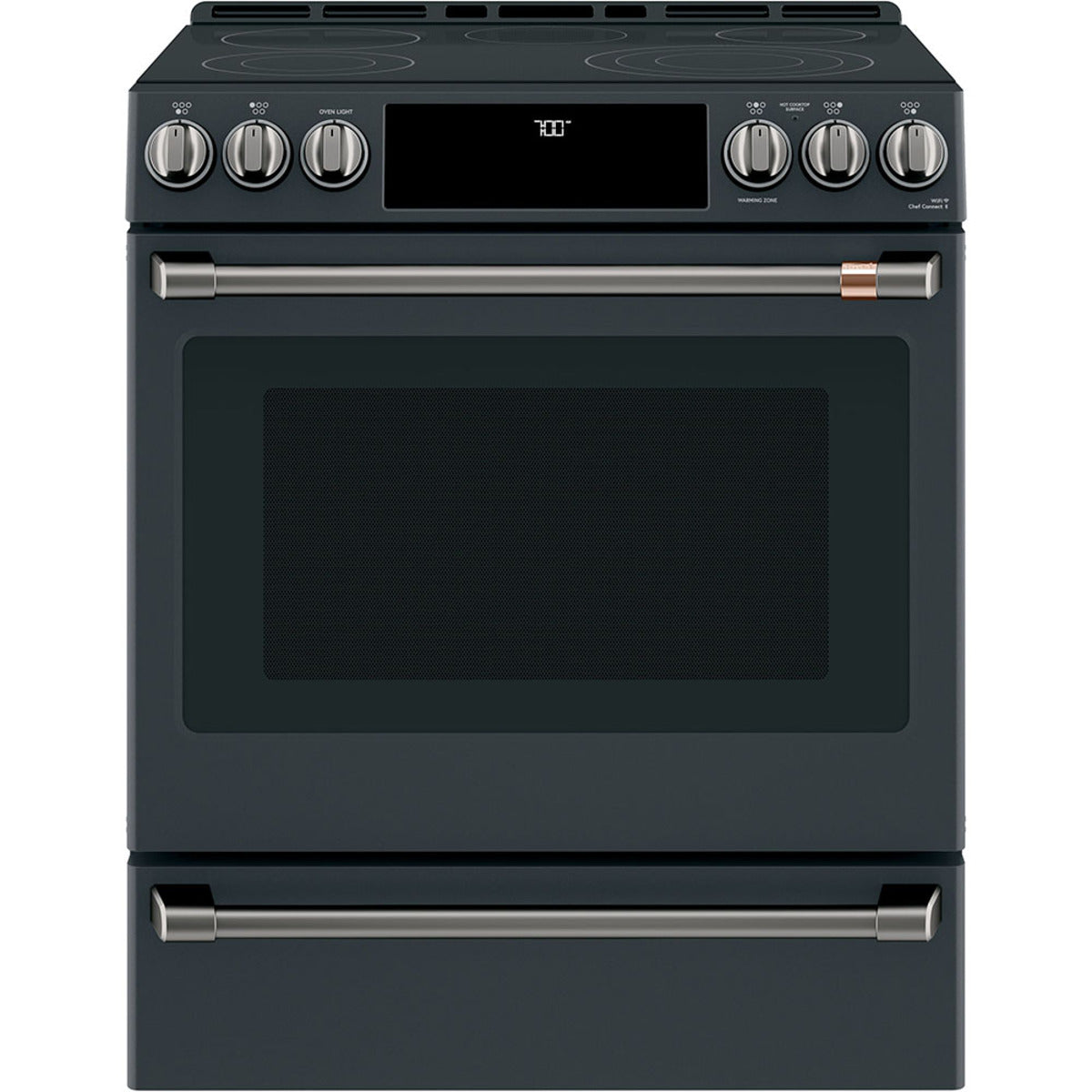 30" Slide-In Radiant Range with No-Preheat Air Fry in Matte Black with Brushed Black hardware
