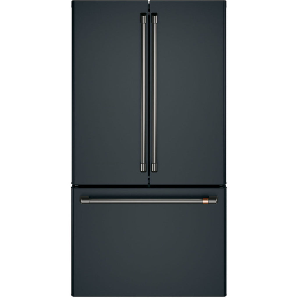 23.1 Cu. Ft. Counter-Depth French-Door Refrigerator in Matte Black with Brushed Black hardware