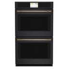30" Built-In Convection Double Wall Oven in Matte Black with Brushed Bronze hardware