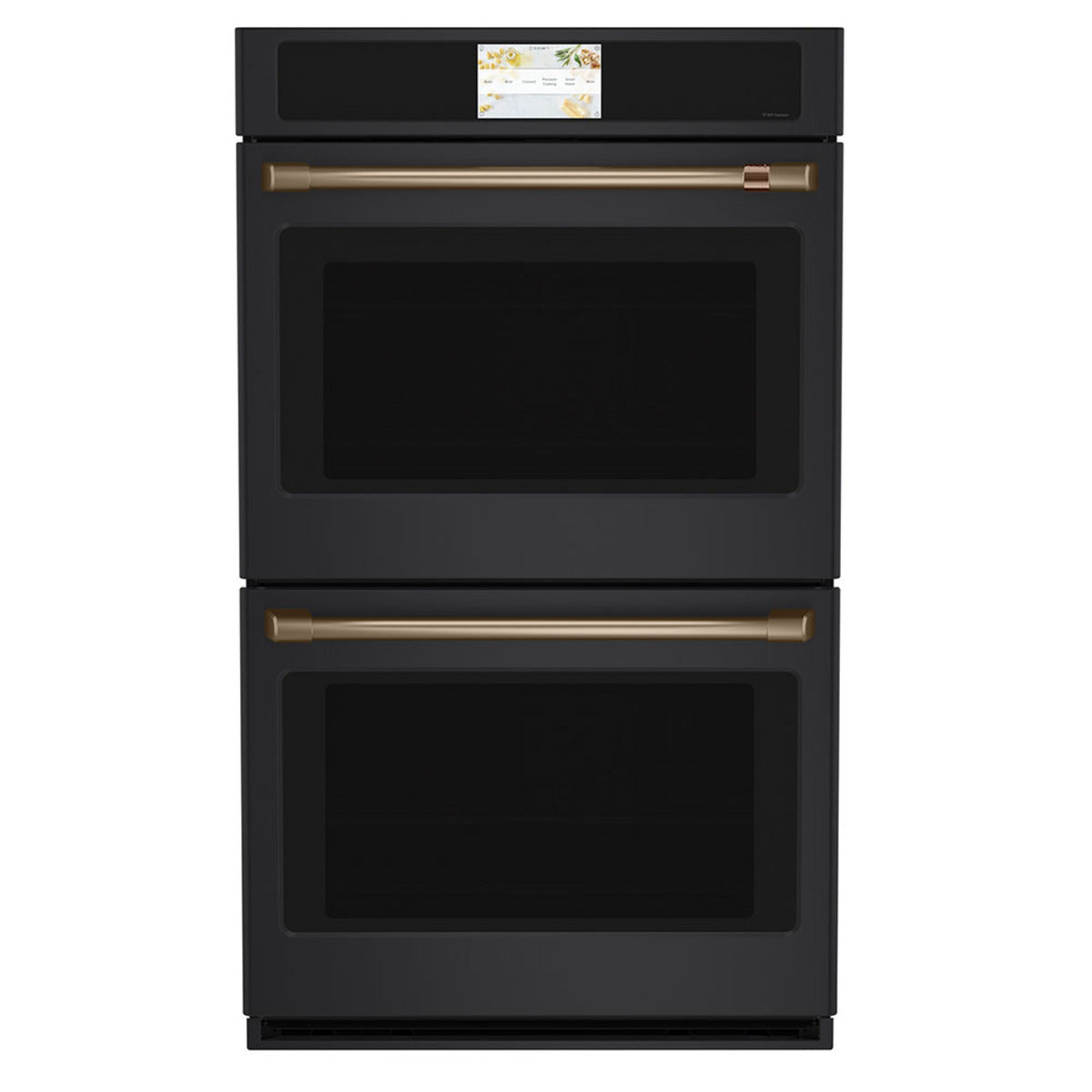 30" Built-In Convection Double Wall Oven in Matte Black with Brushed Bronze hardware