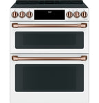 30" Induction Range with Double Oven and No-Preheat Air Fry in Matte White with Brushed Copper hardware