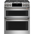 30" Dual-Fuel Range with Double Oven and No-Preheat Air Fry in Stainless Steel with Brushed Black hardware
