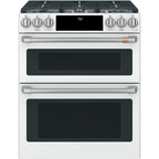 30" Double Oven Gas Range with No-Preheat Air Fry in Matte White with Brushed Stainless hardware