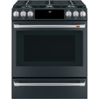 30" Slide-In Gas Range with Convection and No-Preheat Air Fry in Matte Black with Brushed Stainless hardware
