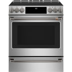 30" Induction Range with Warming Drawer and No-Preheat Air Fry in Stainless Steel with Brushed Black hardware