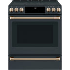 30" Slide-In Radiant Range with No-Preheat Air Fry in Matte Black with Brushed Bronze hardware