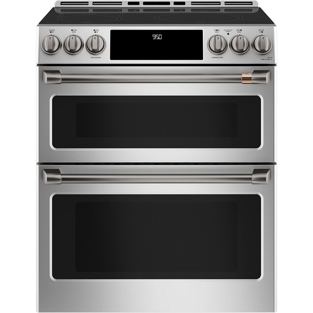 30" Induction Range with Double Oven and No-Preheat Air Fry in Stainless Steel with Brushed Black hardware