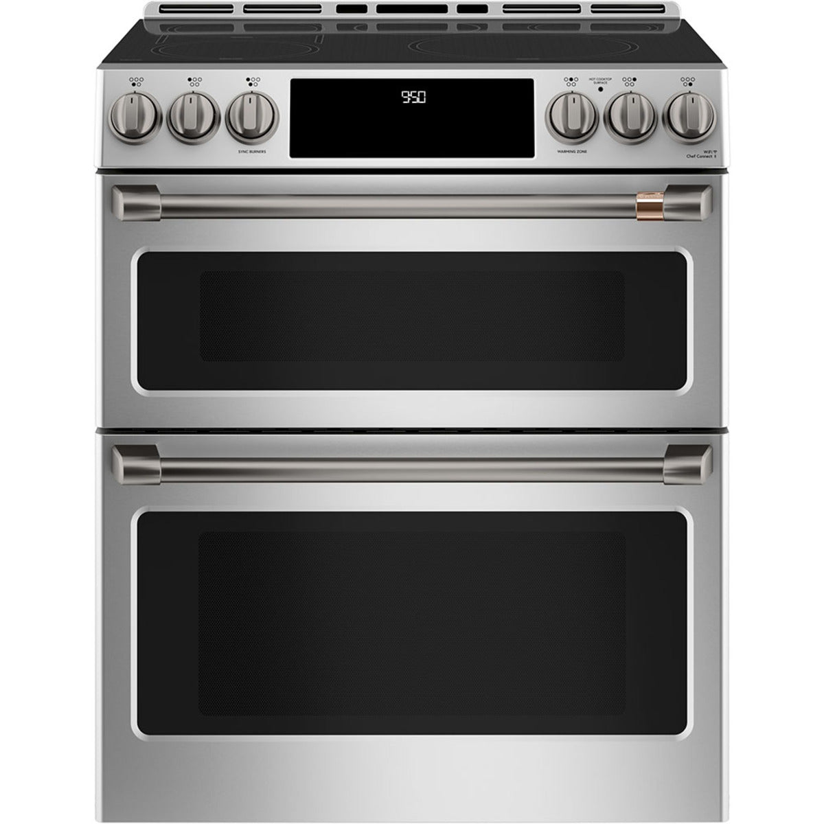 30" Induction Range with Double Oven and No-Preheat Air Fry in Stainless Steel with Brushed Black hardware