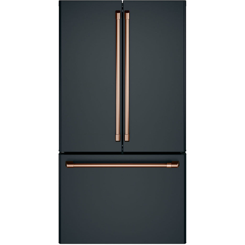 23.1 Cu. Ft. Counter-Depth French-Door Refrigerator in Matte Black with Brushed Copper hardware