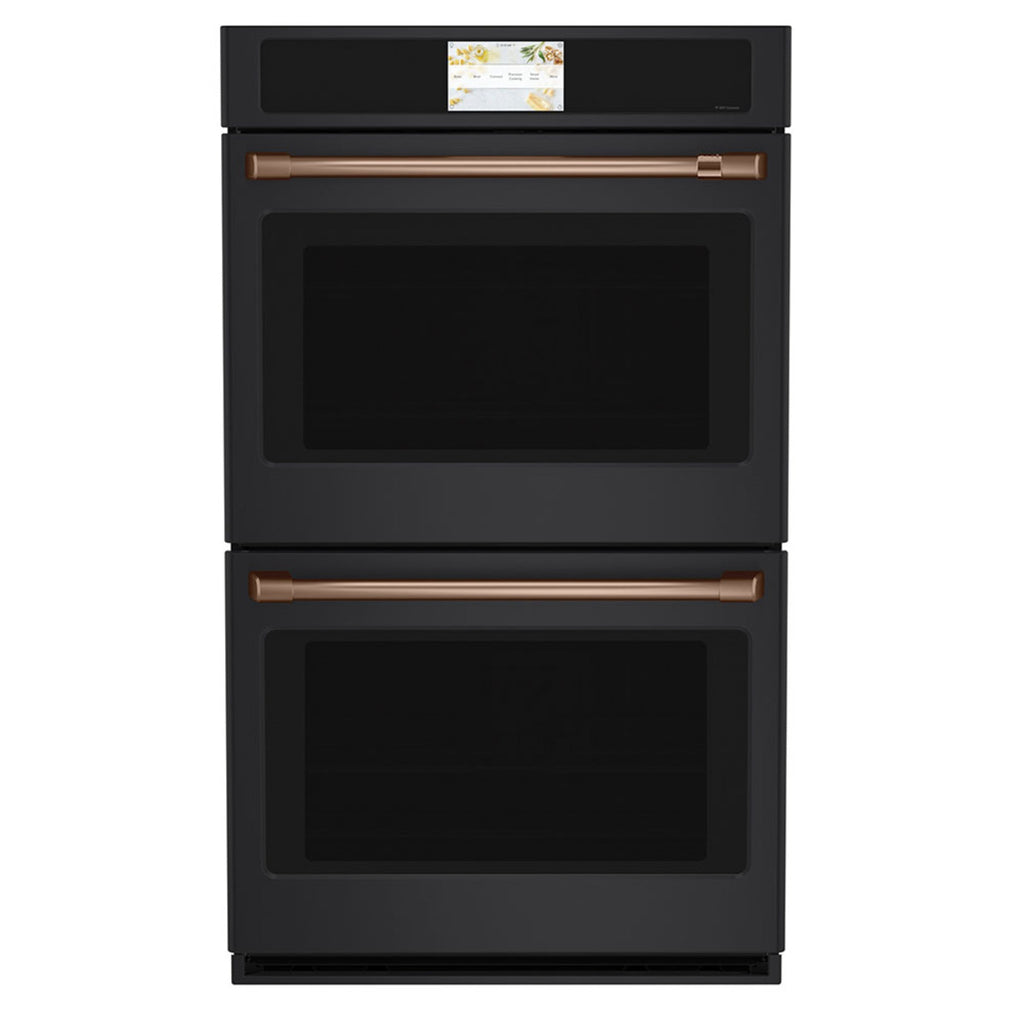 30" Built-In Convection Double Wall Oven in Matte Black with Brushed Copper hardware