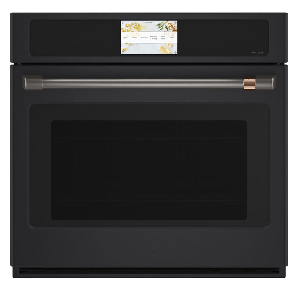 30" Built-In Convection Single Wall Oven with No-Preheat Air Fry in Matte Black with Brushed Black hardware