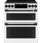 30" Induction Range with Double Oven and No-Preheat Air Fry in Matte White with Flat Black hardware