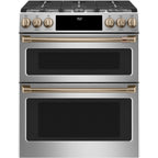 30" Dual-Fuel Range with Double Oven and No-Preheat Air Fry in Stainless Steel with Brushed Bronze hardware