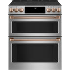 30" Slide-In Radiant Double Oven Range with No-Preheat Air Fry in Stainless Steel with Brushed Copper hardware